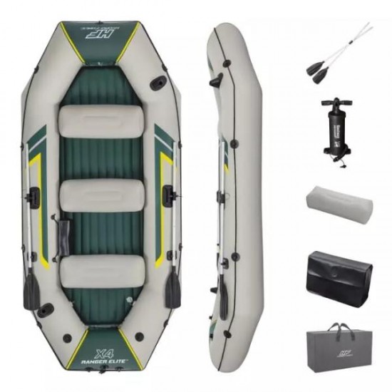 Pripučiama valtis kietu dugnu 4-vietė Bestway Ranger Elite X4 Raft, 320x148x47 cm, 65157