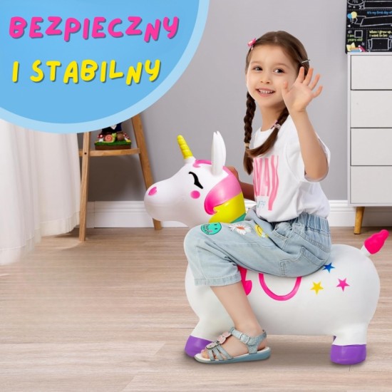 Pripučiamas guminis vienaragis baltas + pompa WOOPIE