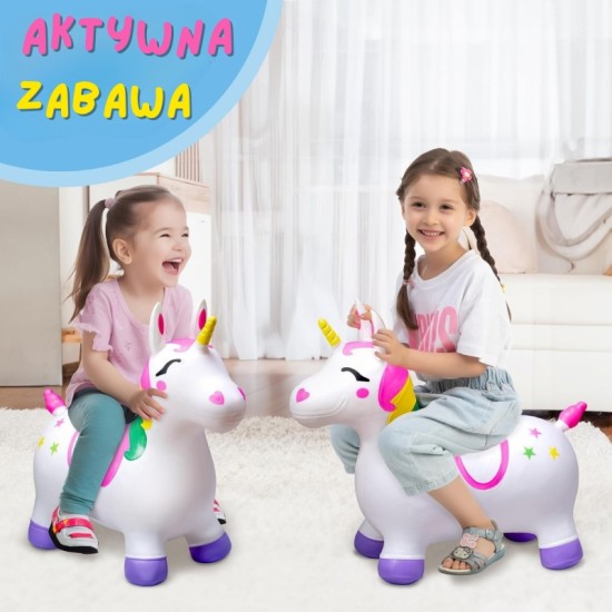 Pripučiamas guminis vienaragis baltas + pompa WOOPIE