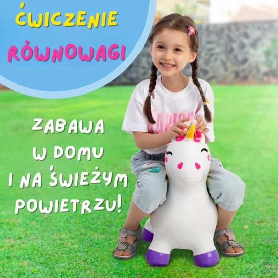Pripučiamas guminis vienaragis baltas + pompa WOOPIE