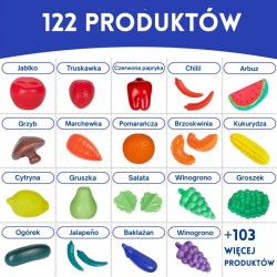 Rinkinys virtuvei, parduotuvei, daržovėms, vaisiams, 120 vnt. WOOPIE