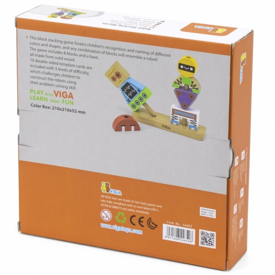 Robotų piramidės dėlionė + raštai 8 vnt. VIGA