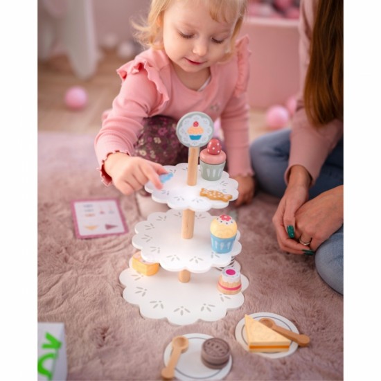 Saldumynų lėkštė medinis stovas keksiukai pyragaičiai TOOKY TOY
