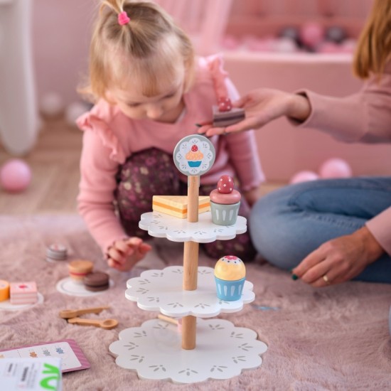 Saldumynų lėkštė medinis stovas keksiukai pyragaičiai TOOKY TOY