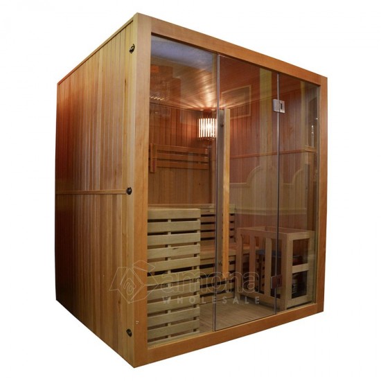 Sausoji Pirtis Su Krosnele AMO-EA3 Trivietė 150x120x190 cm.