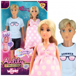 Šeimos nėščiojo tėčio kūdikio lėlės rinkinys WOOPIE ROYAL Lily