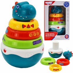 Sensorinis žaislas Dino piramidė Dėlionė kūdikiams WOOPIE BABY