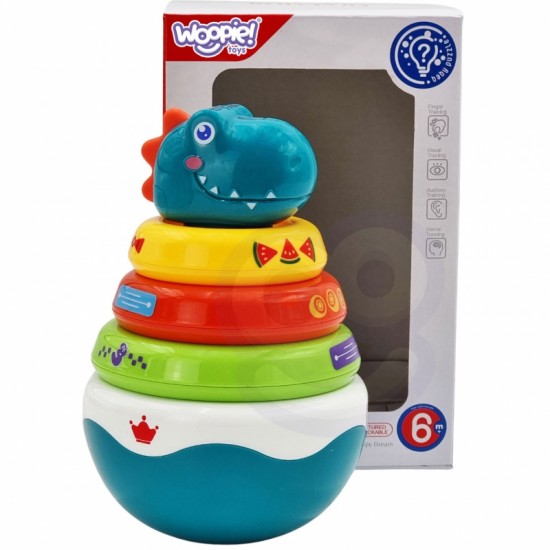 Sensorinis žaislas Dino piramidė Dėlionė kūdikiams WOOPIE BABY