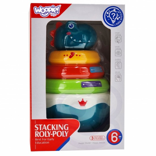Sensorinis žaislas Dino piramidė Dėlionė kūdikiams WOOPIE BABY