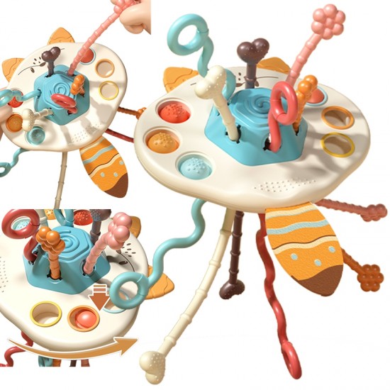 Sensorinis žaislas-kramtukas-barškutis-daugiafunkcis-lapė WOOPIE BABY Montessori