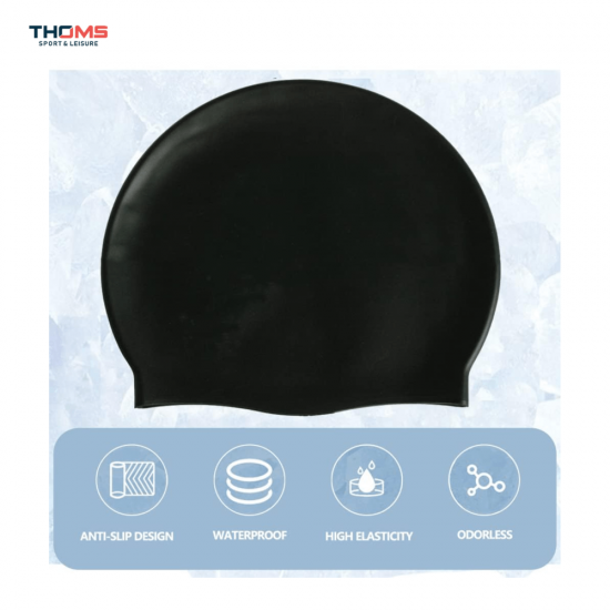 Silikoninė plaukimo kepuraitė THOMS TS-SC102-BC-24, Juoda (24,0 cm)