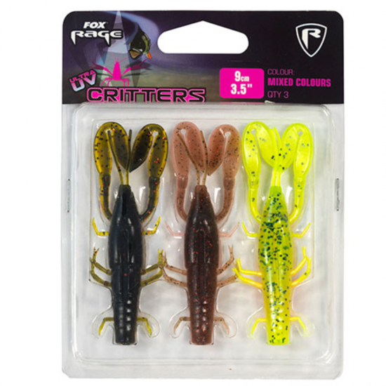 Silikoninis masalas FOX RAGE Critter 9 cm UV Maišytų spalvų 3 vnt.