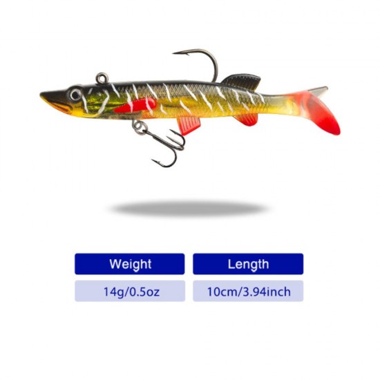 Silikoninis masalas su Jig galvute AsaTsuri T-Tail 3D NaturalPike 9cm, 15g