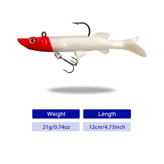 Silikoninis masalas su Jig galvute AsaTsuri T-Tail 3D RedHead 12 cm, 23g