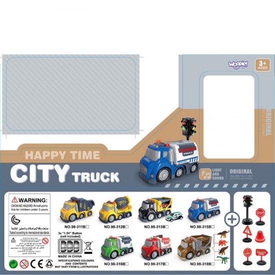 Šiukšliavežės garso ir šviesos efektai WOOPIE CITY TRUCK
