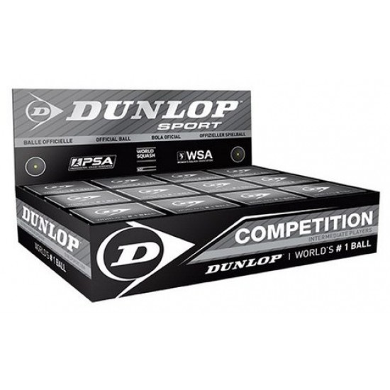 Skvošo kamuoliukai DUNLOP COMPETITION, 12 vnt Skvošo kamuoliukai DUNLOP COMPETITION, 12 vnt