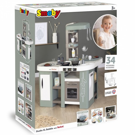 SMOBY Mini Tefal Studio Kitchen Bubble XL + 34 Priedai SMOBY Mini Tefal Studio Kitchen Bubble XL + 34 Priedai