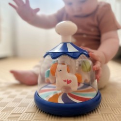 Spalvingi arkliai Mėlyna besisukanti karuselė WOOPIE BABY