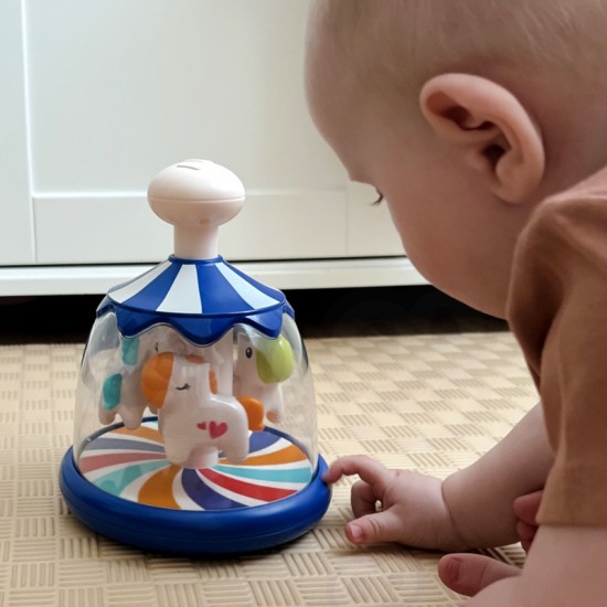 Spalvingi arkliai Mėlyna besisukanti karuselė WOOPIE BABY