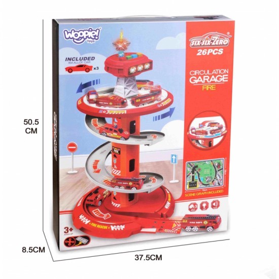Spiralinių takelių garažas automobiliams, 3 vnt. WOOPIE
