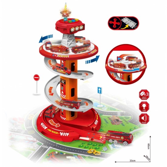Spiralinių takelių garažas automobiliams, 3 vnt. WOOPIE