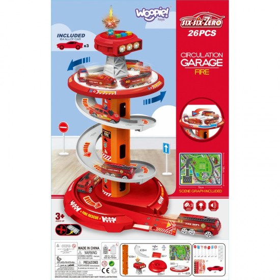 Spiralinių takelių garažas automobiliams, 3 vnt. WOOPIE