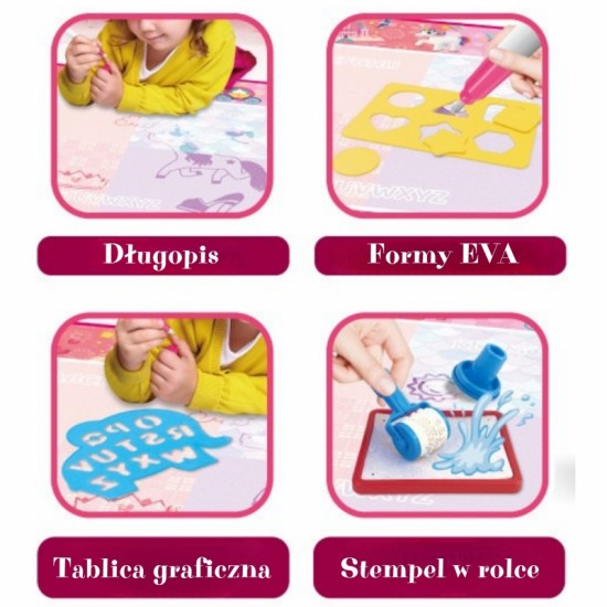 Stebuklingas vandens piešimo kilimėlis mažosioms princesėms WOOPIE