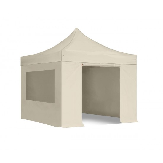 Sulankstoma pavėsinė Pop Up 3x3 m, su sienomis, Smėlio, X serijos, aliuminis