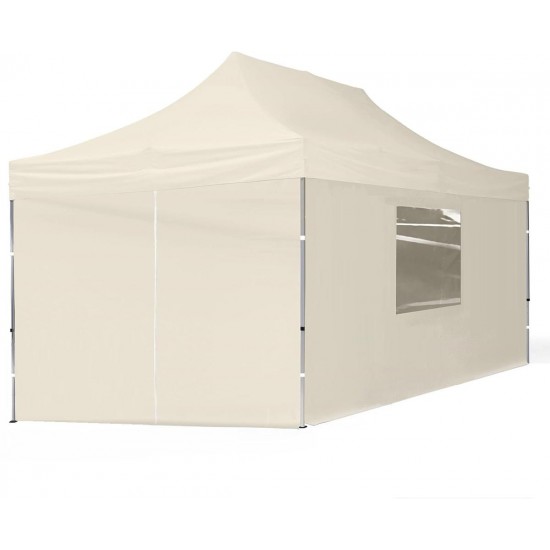 Sulankstoma pavėsinė Pop Up 3x4.5 m, su sienomis, Smėlio, X serijos, aliuminis