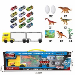 Sunkvežimio transporterio 2in1 dinozaurų rinkinys + modelis WOOPIE