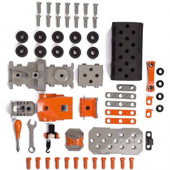 Sunkvežimis 3in1 Black+Decker įrankiai kranas 60 priedų SMOBY