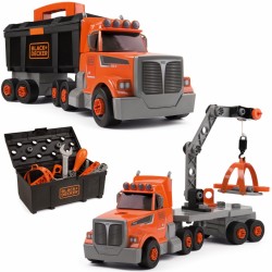 Sunkvežimis 3in1 Black+Decker įrankiai kranas 60 priedų SMOBY