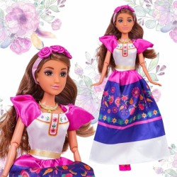 Tradicinė meksikietiška gėlių suknelė su lelija ir gėlėmis WOOPIE ROYAL „Women of the World Dolls“