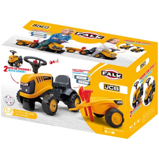 Traktorius oranžinis su priekaba nuo 1 metų amžiaus FALK JCB