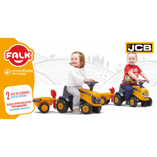 Traktorius oranžinis su priekaba nuo 1 metų amžiaus FALK JCB