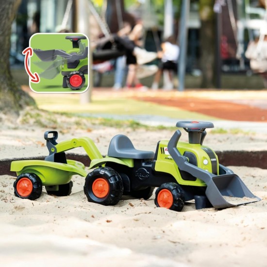 Traktorius su ekskavatoriumi, kaušu ir priekaba FALK Baby Claas