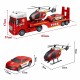 Transporto priemonių rinkinys, gaisrinė mašina, sraigtasparnis, automobilis, garso šviesa WOOPIE