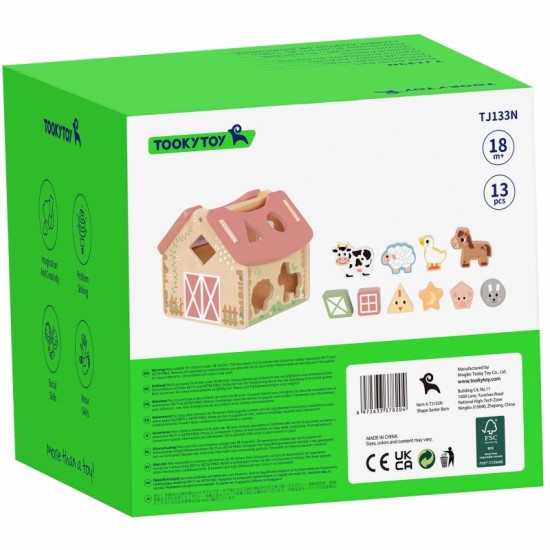 Ūkio medinis gyvūnų formų rūšiuoklis TOOKY TOY