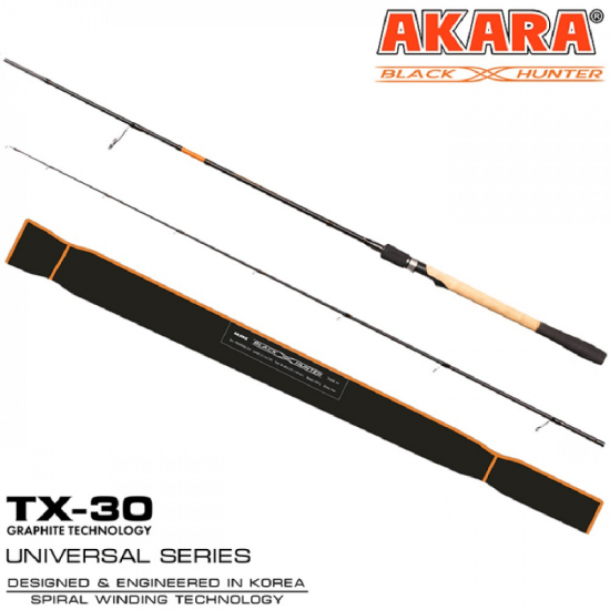 Universalus Spiningas AKARA Black Hunter 2-jų Dalių, Ilgis 228 cm, Testas 4-18 g.
