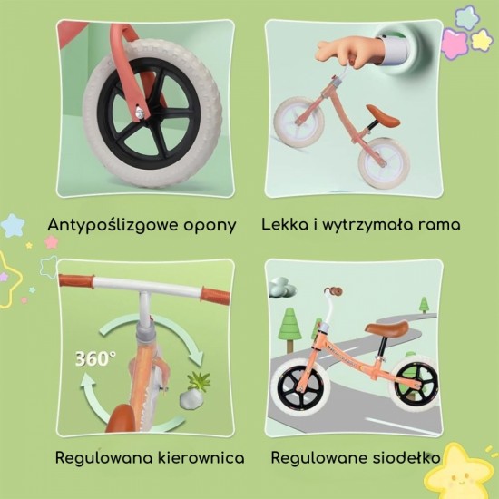 Vaikiškas balansinis dviratukas oranžinis – lengvas, saugus, patvarus WOOPIE