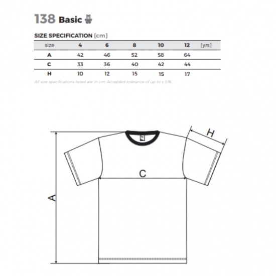 Vaikiški Marškinėliai MAFLINI Basic 138 Blue Atoll, 160g/m2