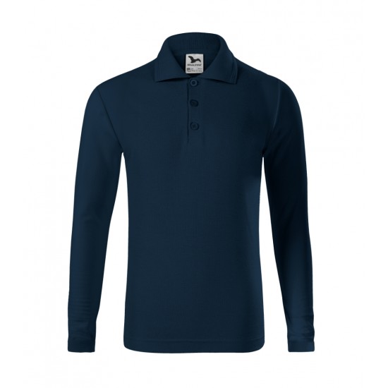 Vaikiški Marškinėliai Pique Polo Ls Navy blue Ilgom Rankovėmis 200 g/m²