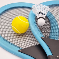 Vaikiškų didelių badmintono rakečių rinkinys + plunksninė WOOPIE