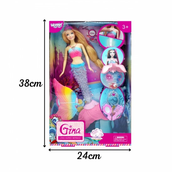 Vaivorykštės undinėlės lėlė su aksesuarais WOOPIE Gina Magic