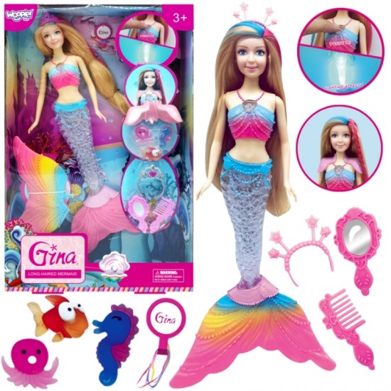 Vaivorykštės undinėlės lėlė su aksesuarais WOOPIE Gina Magic