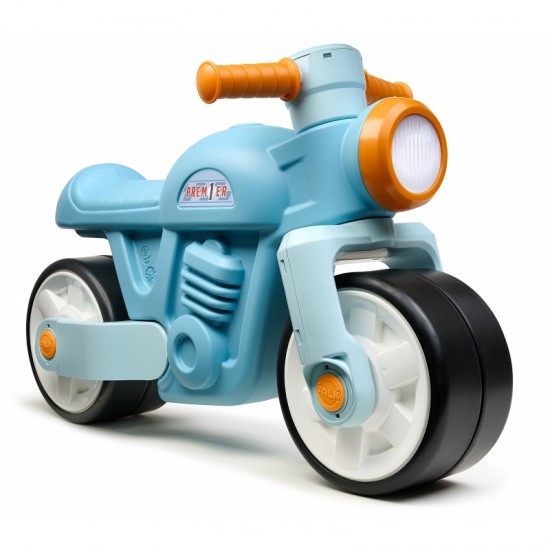 Važiuojamasis vežimėlis su tyliais ratukais, retro varikliu, mėlynas, 1+ „Falk“