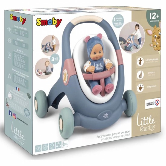 Vežimėlis SMOBY Little Walker 3in1 Kūdikių Vežimėlis + Lėlė