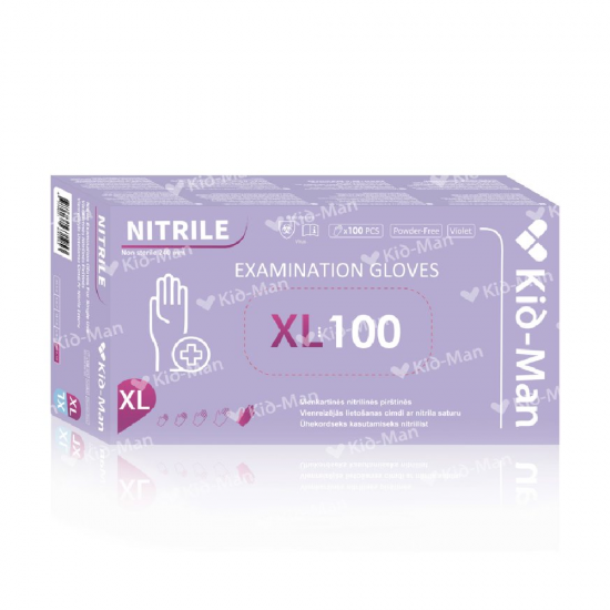 Vienkartinės Nitrilinės Pirštinės, Dydis XL, 100 vnt Pakuotė Vienkartinės Nitrilinės Pirštinės, Dydis XL, 100 vnt Pakuotė