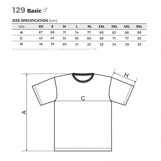 Vyriški Marškinėliai MALFINI Basic, Juodi 160g/m2