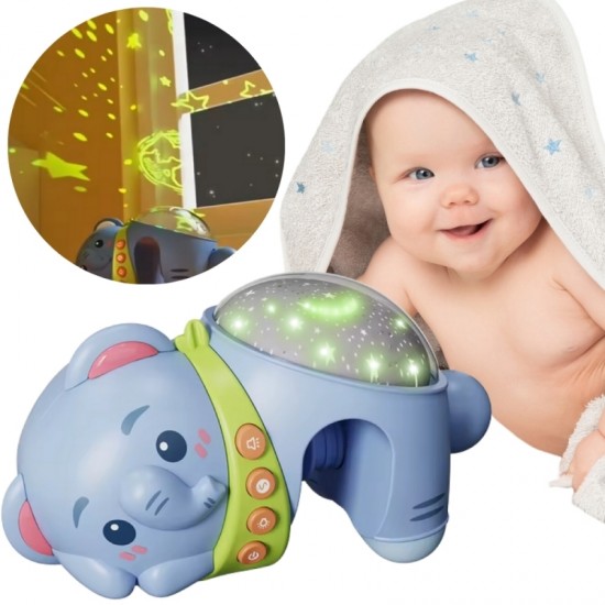 Žvaigždžių projektoriaus dramblio naktinė lemputė vaikams WOOPIE BABY